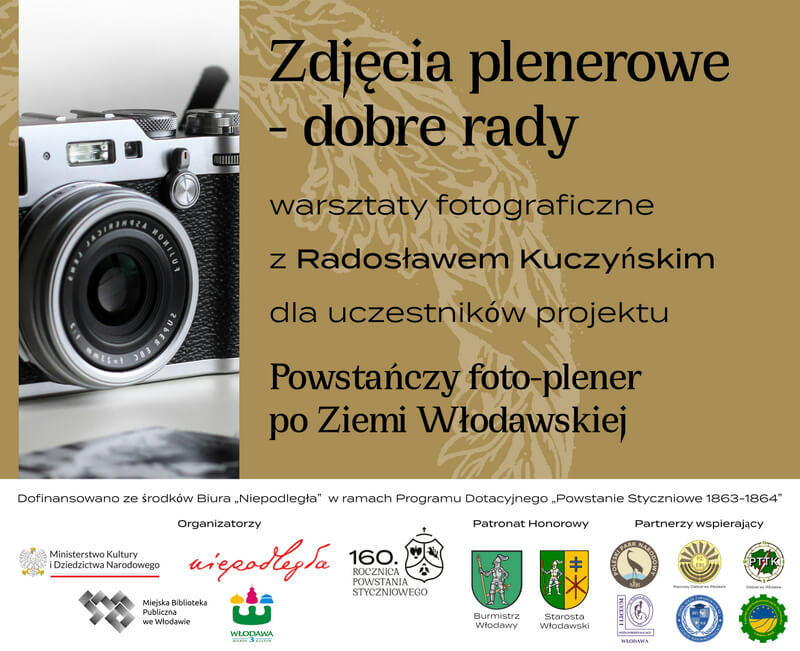 plakat z informacją o warsztatach fotograficznych z Radosławem Kuczyńskim