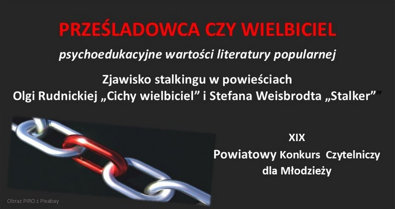 Czarny baner z nazwą konkursu, w lewym dolnym rogu łańcuch. 