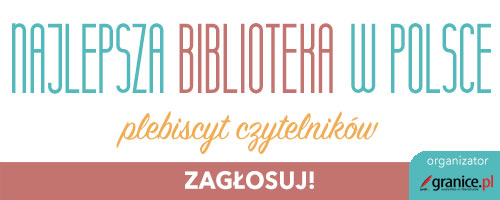 grafika z tekstem Najlepsza Biblioteka w Polsce i przyciskiem Zagłosuj