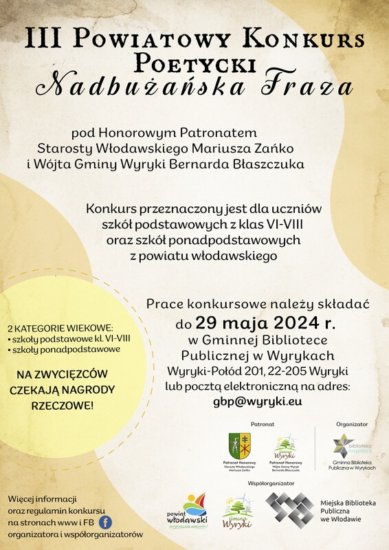 Plakat konkursowy. Treść informacji w artykule. 