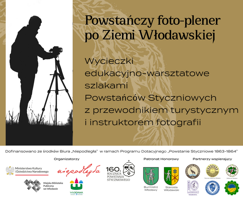 plakat z informacją o harmonogramie wyjazdów edukacyjno-warsztatowych szlakami Powstania Styczniowego powiatu włodawskiego