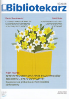 Okładka czasopisma "Bibliotekarz". Na pierwszym planie rysunek książki, a&nbsp;nad nią kwiaty.